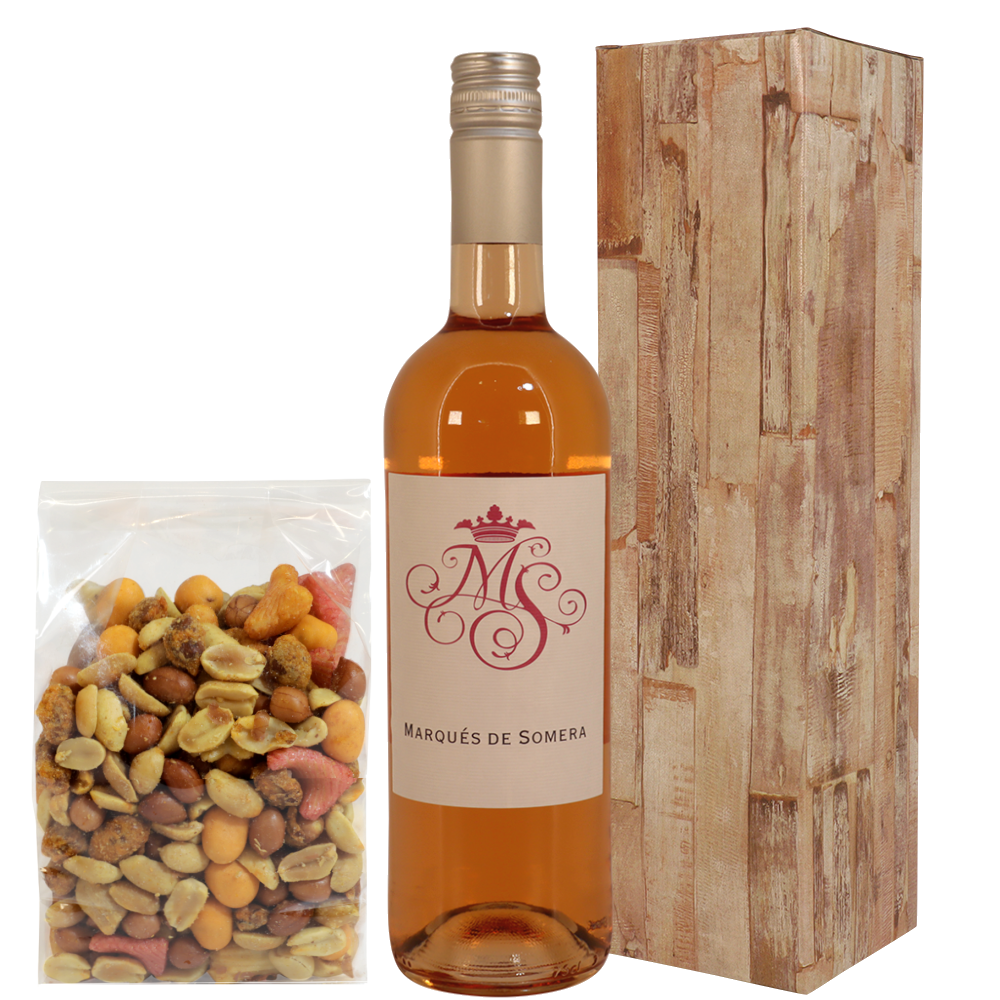 Rosé wijn Marqués + zoutjes 300 gram borrelmix