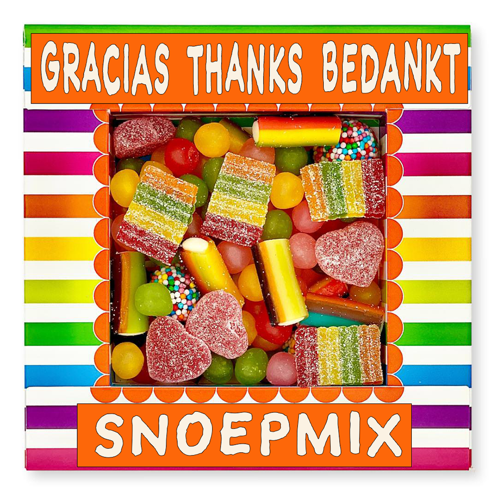 Een doos Snoepmix "Gracius Thanks Bedankt"